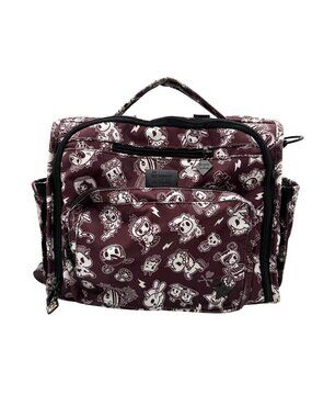 TokiDoki X JuJuBe Queens Court diaper bag maroon white zippered backpack